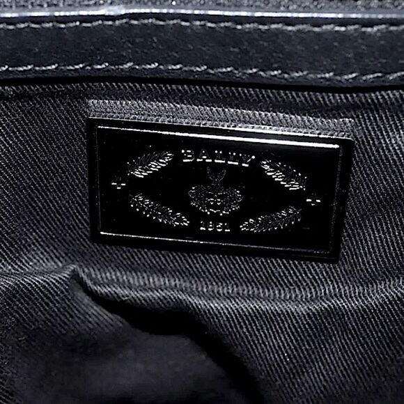 WBALLY Black Leather Trainspotting Work Tote w/ Black Striped Crossbody Strap - Picture 8 of 16